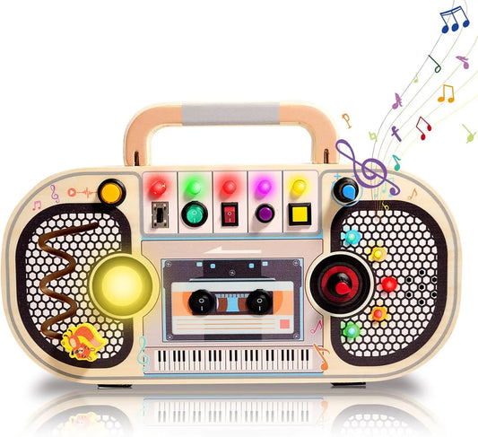 Montessori LED Busy Board – Wooden Switch & Light Sensory Activity Board for Toddlers
