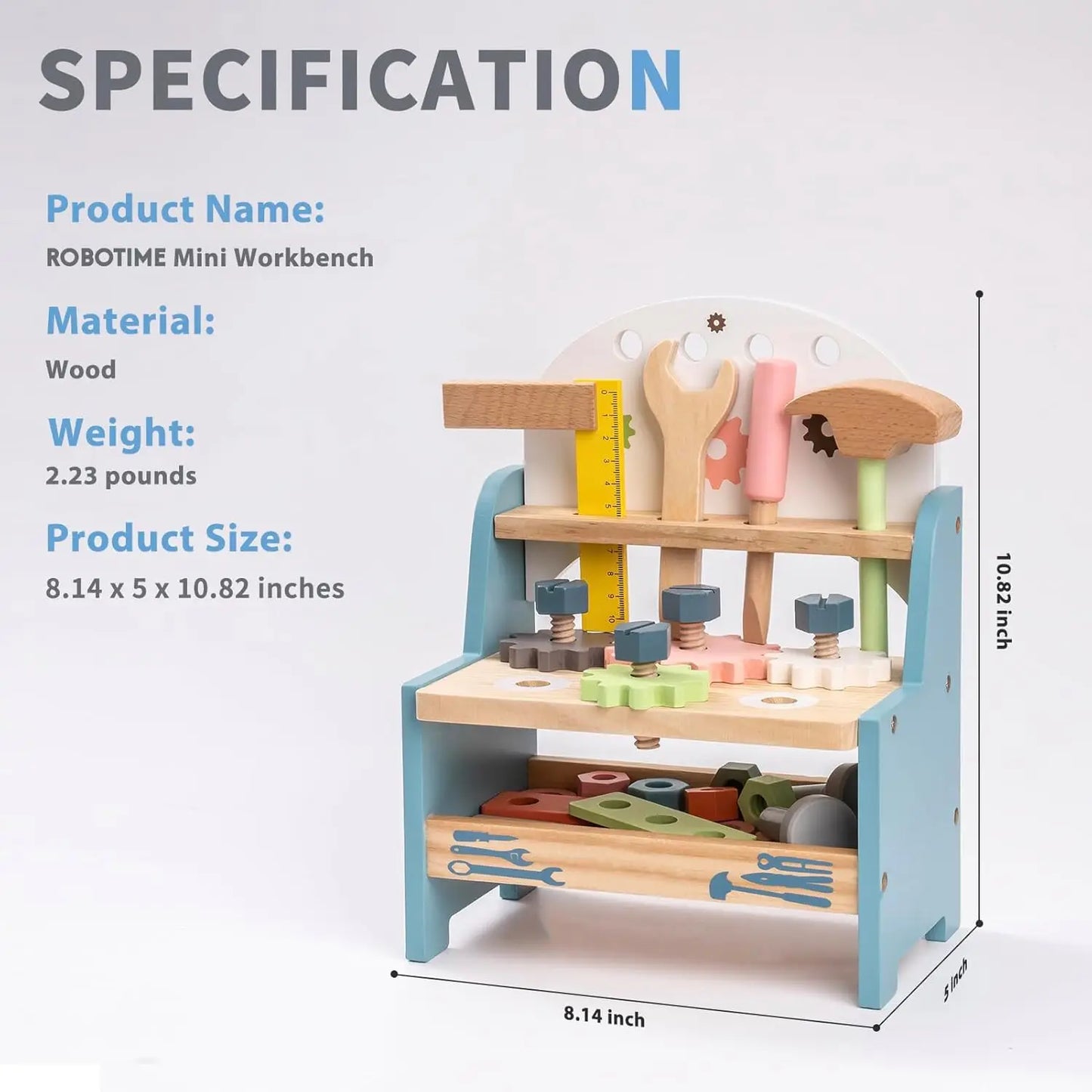 Montessori Wooden Kids Tool Bench Set