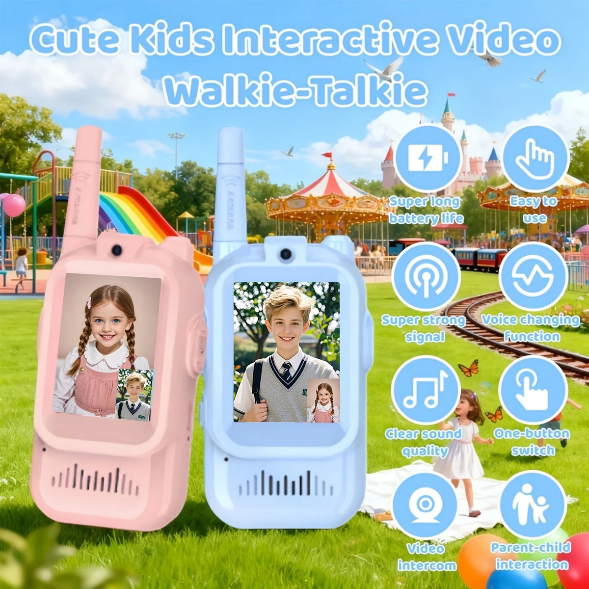 2PCS Video Walkie Talkie For Kids 2-inch HD Screen Rechargeable Toys