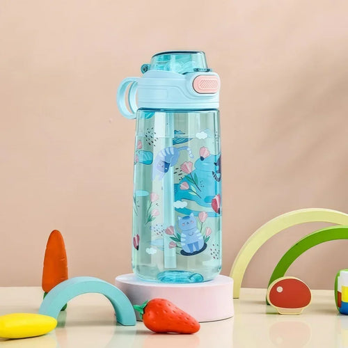 550ml Kids Cartoon Animal Water Bottle with Safety Lock Portable