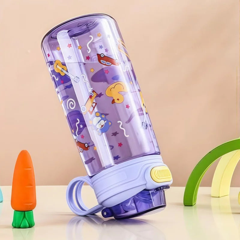 550ml Kids Cartoon Animal Water Bottle with Safety Lock Portable