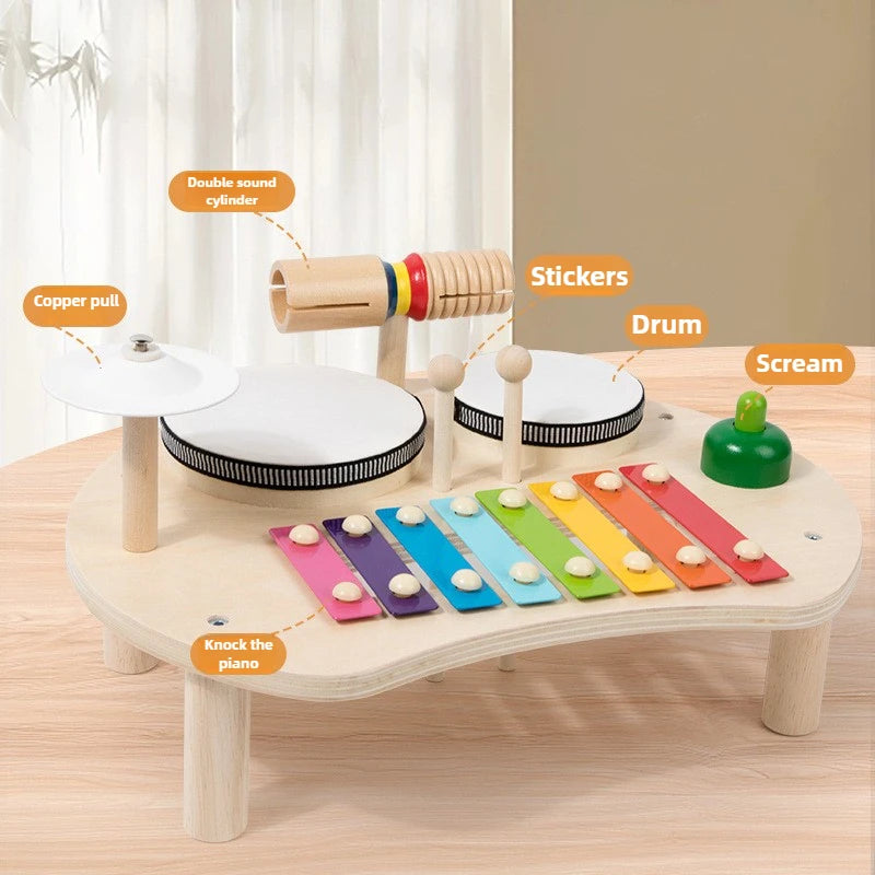 Multi-function Baby Music Table Toys Wooden Musical Instrument Toys