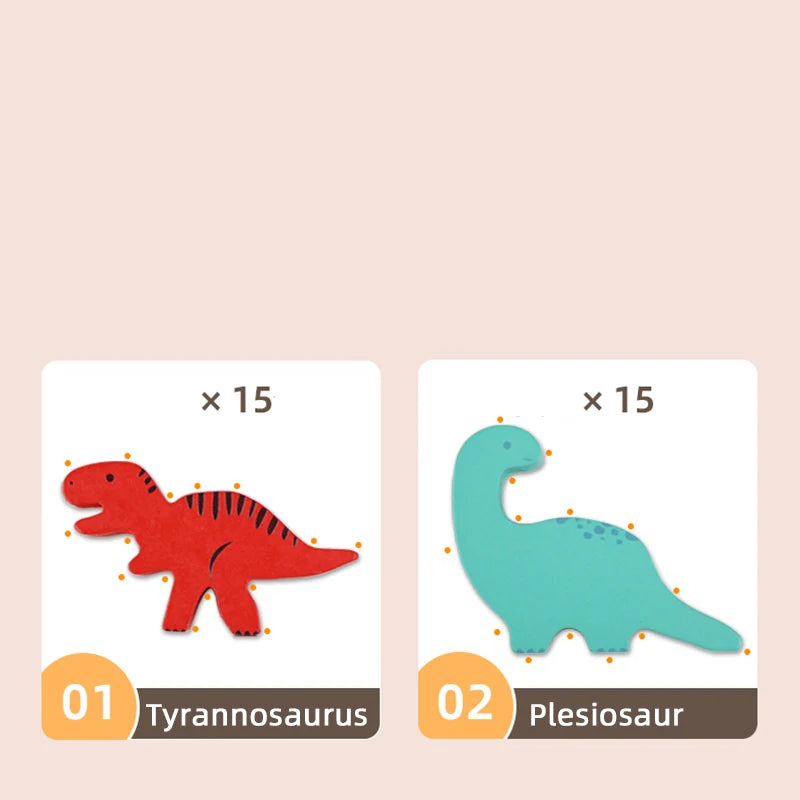Wooden Balance Blocks Toys For Children Animal Dinosaur Building
