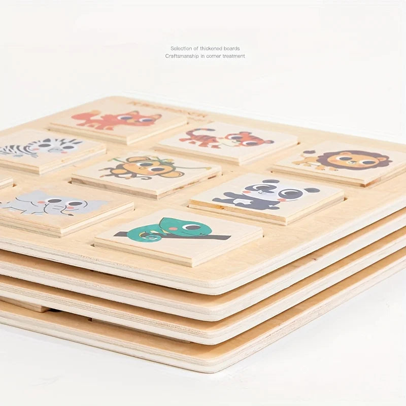 Montessori Wooden Matching Puzzle | Animal & Fruit Learning Game