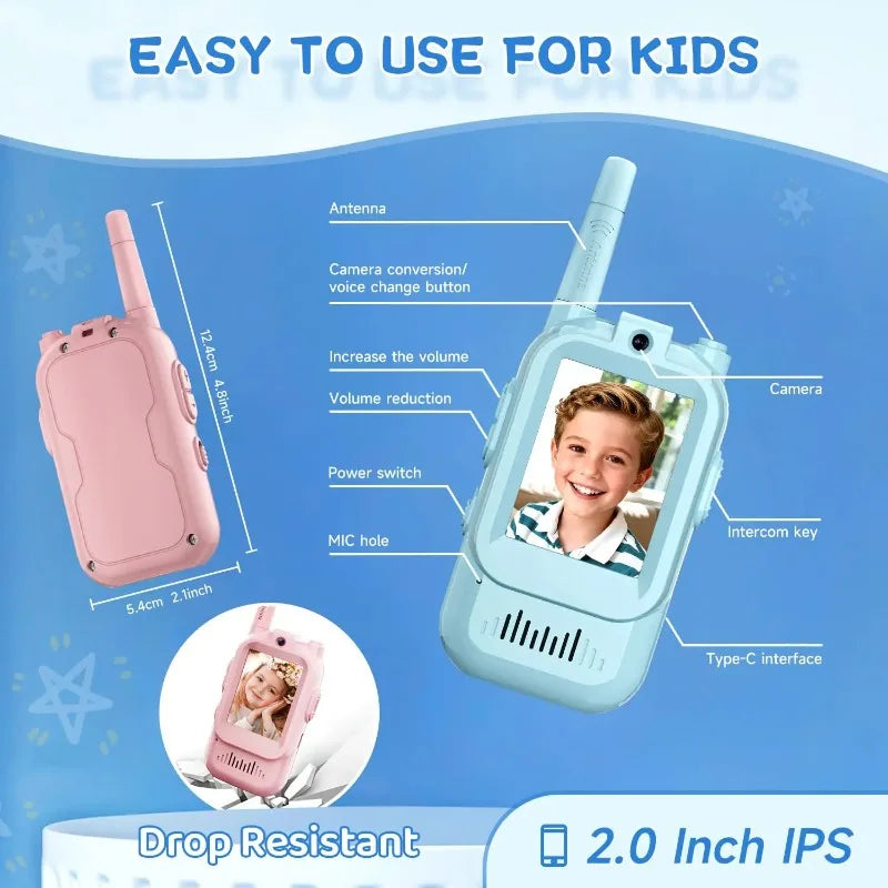 Kids Walkie Talkies Packs Long Range Two Way Radio with Clear Sound