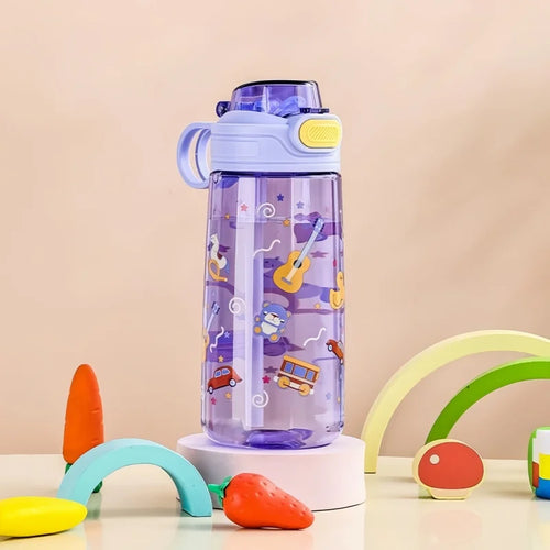 550ml Kids Cartoon Animal Water Bottle with Safety Lock Portable