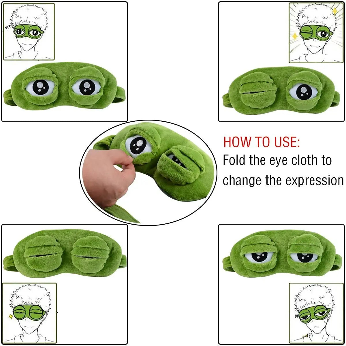 Sad Frog Sleep Mask Eyeshade Plush Eye Cover Travel Relax Gift