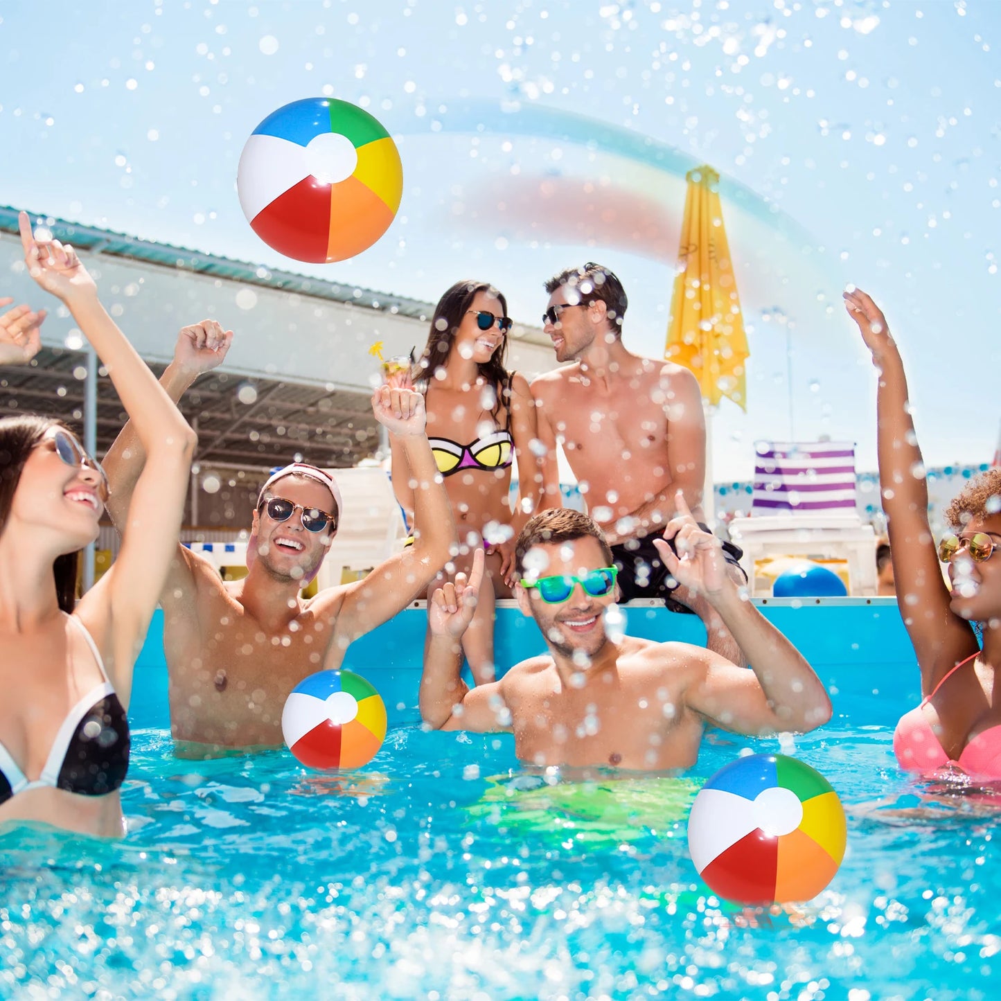 3Pcs Inflatable Beach Ball Summer Outdoor Swimming Pool Colorful