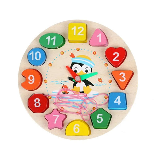 Montessori Wooden Learning Clock | Time, Numbers & Lacing Activity