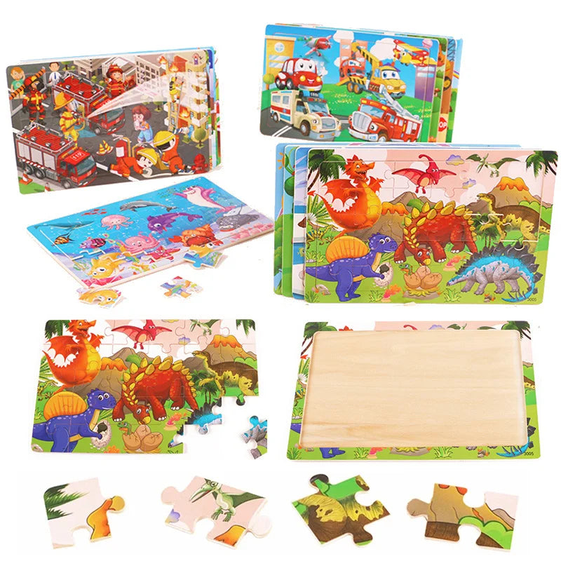Montessori Wooden Puzzle Collection | Animals, Vehicles & Educational Themes