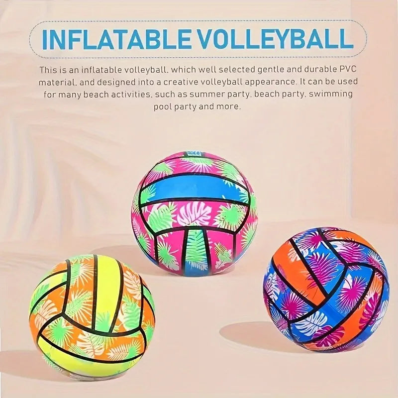 4/2/1pcs Inflatable Beach Volleyballs 4pcs - Tropical Leaf Print PVC