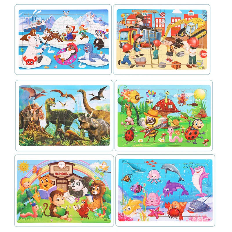 Montessori Wooden Puzzle Collection | Animals, Vehicles & Educational Themes