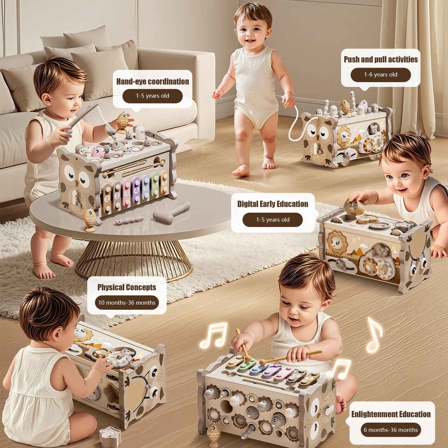 Wooden Montessori Activity Cube | Fine Motor & Sensory Learning