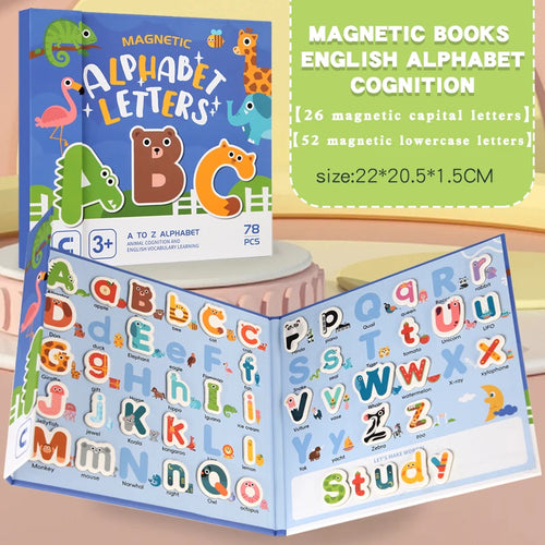 Montessori Busy Quiet Book English Magnetic Letters Card Pairing