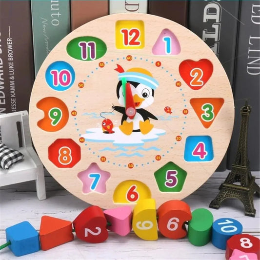Montessori Wooden Learning Clock | Time, Numbers & Lacing Activity