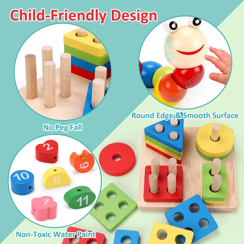 Montessori Wooden Learning Toy Set (5-Piece or 6-Piece)
