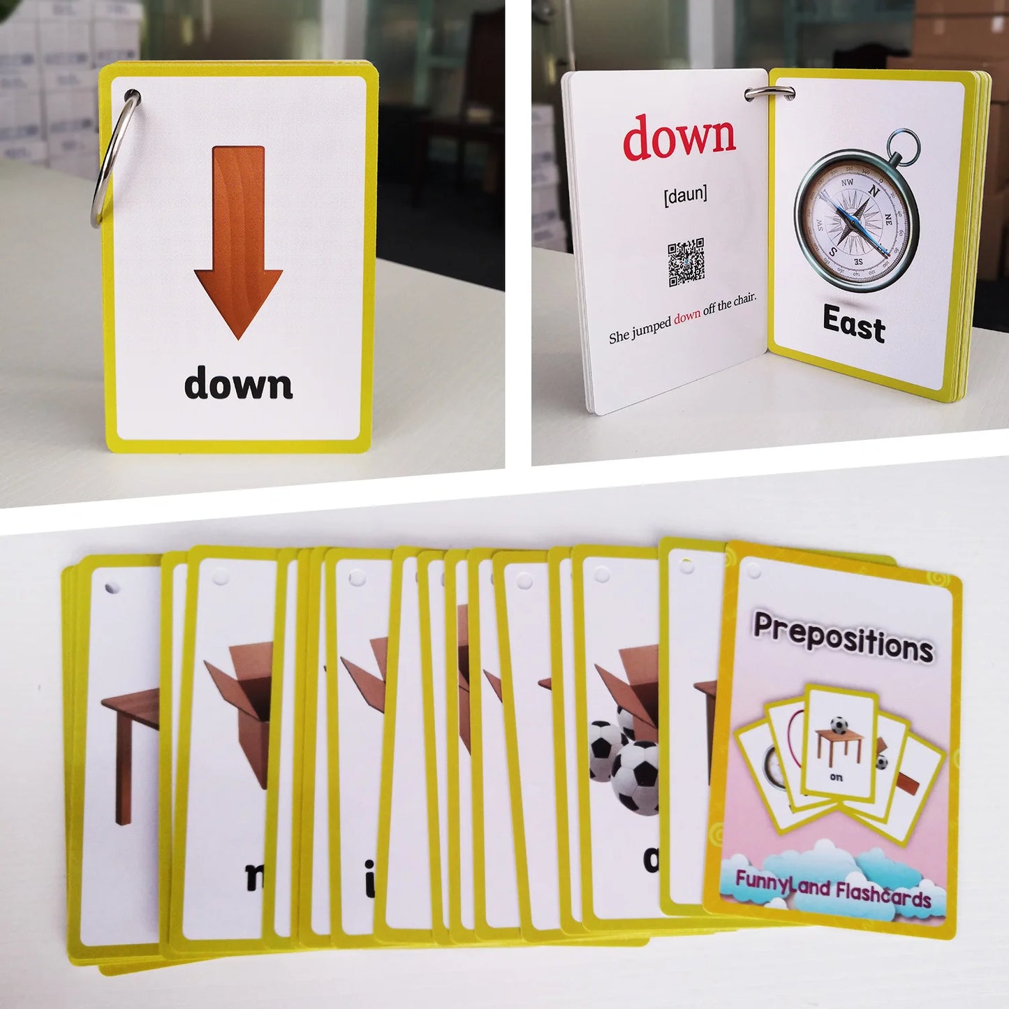 22Pcs English Prepositions Flashcards for Toddlers & Baby Spatial