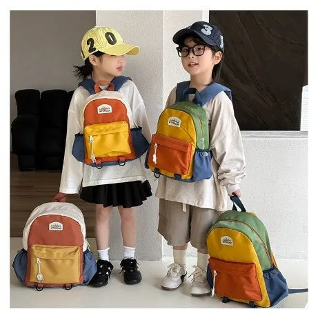 New Color Block Kids Backpack Lightweight Kindergarten School Bag for