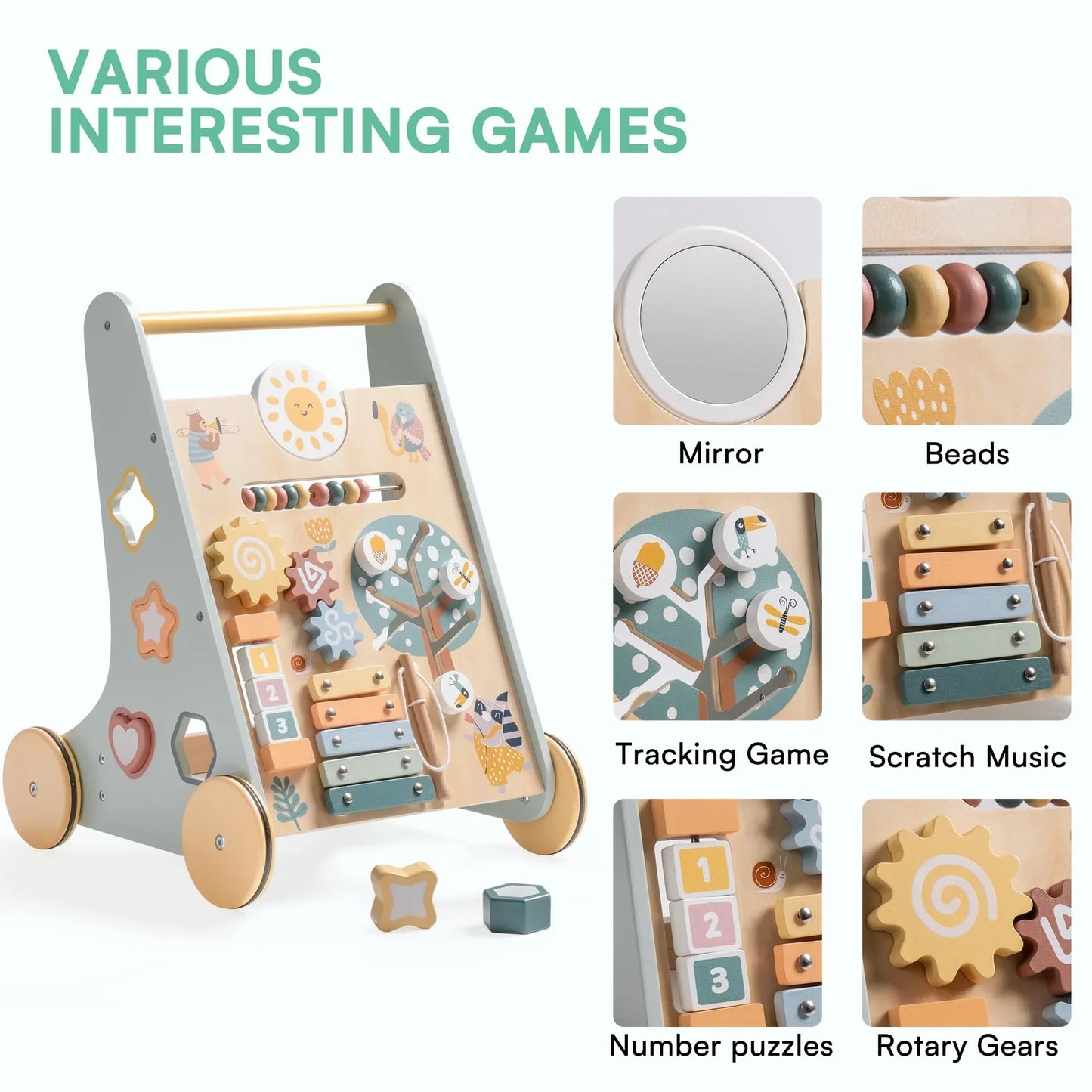 Montessori Wooden Baby Activity Walker