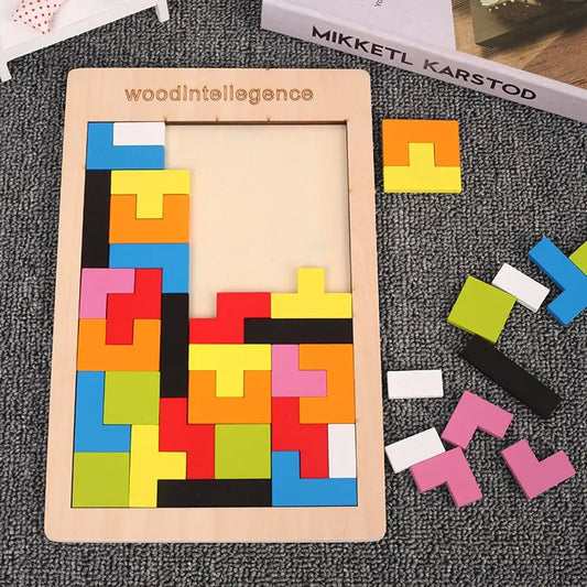Montessori Wooden Tangram Puzzle | Brain Teaser & STEM Learning Toy