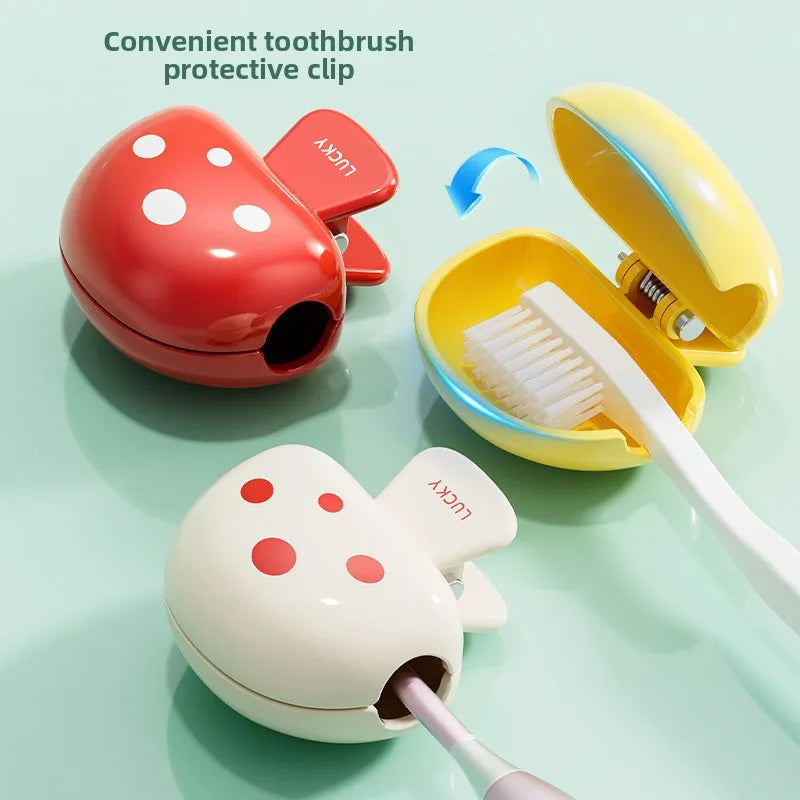 Mushroom-Design Toothbrush Cover - BPA-Free PP Travel Case with Dust