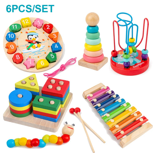 Montessori Wooden Learning Toy Set (5-Piece or 6-Piece)
