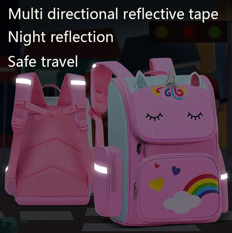 Kid Backpack for Girl Unicorn Children Bookbag Rainbow Eyes School Bag