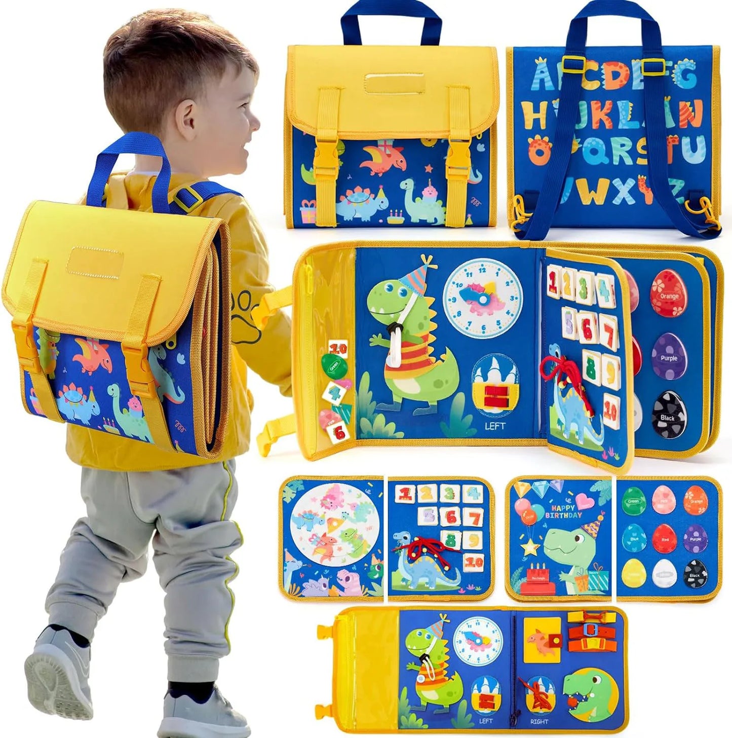 Toddler Montessori Busy Board Backpack | 18 Educational Activities