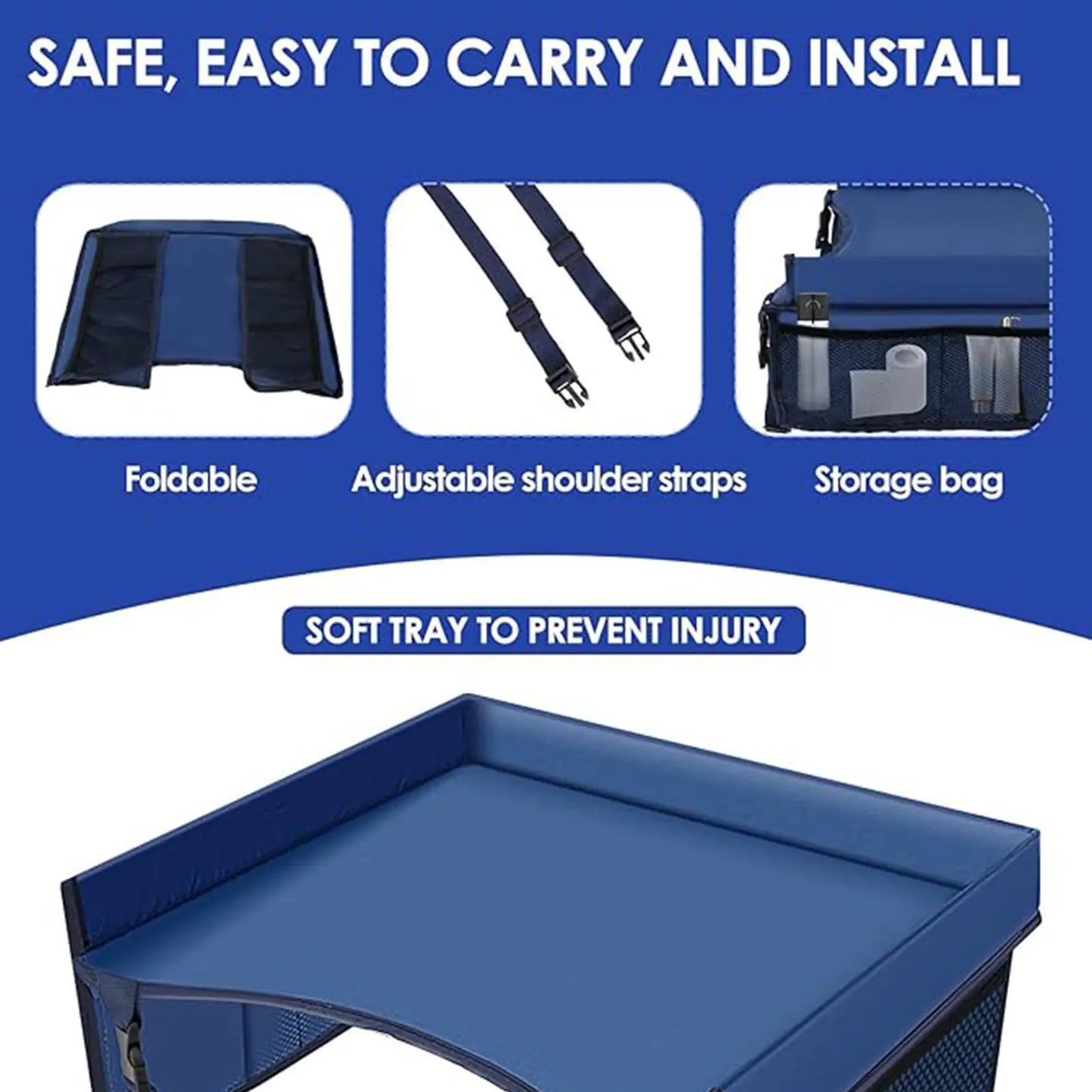 Car Seat Travel Tray Safety Seat Play Table Organizer Storage Snacks