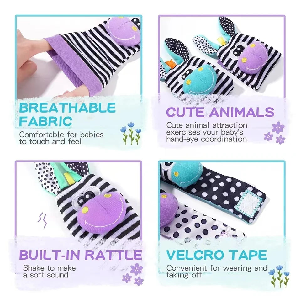 Baby Wrist & Foot Rattle Socks Set