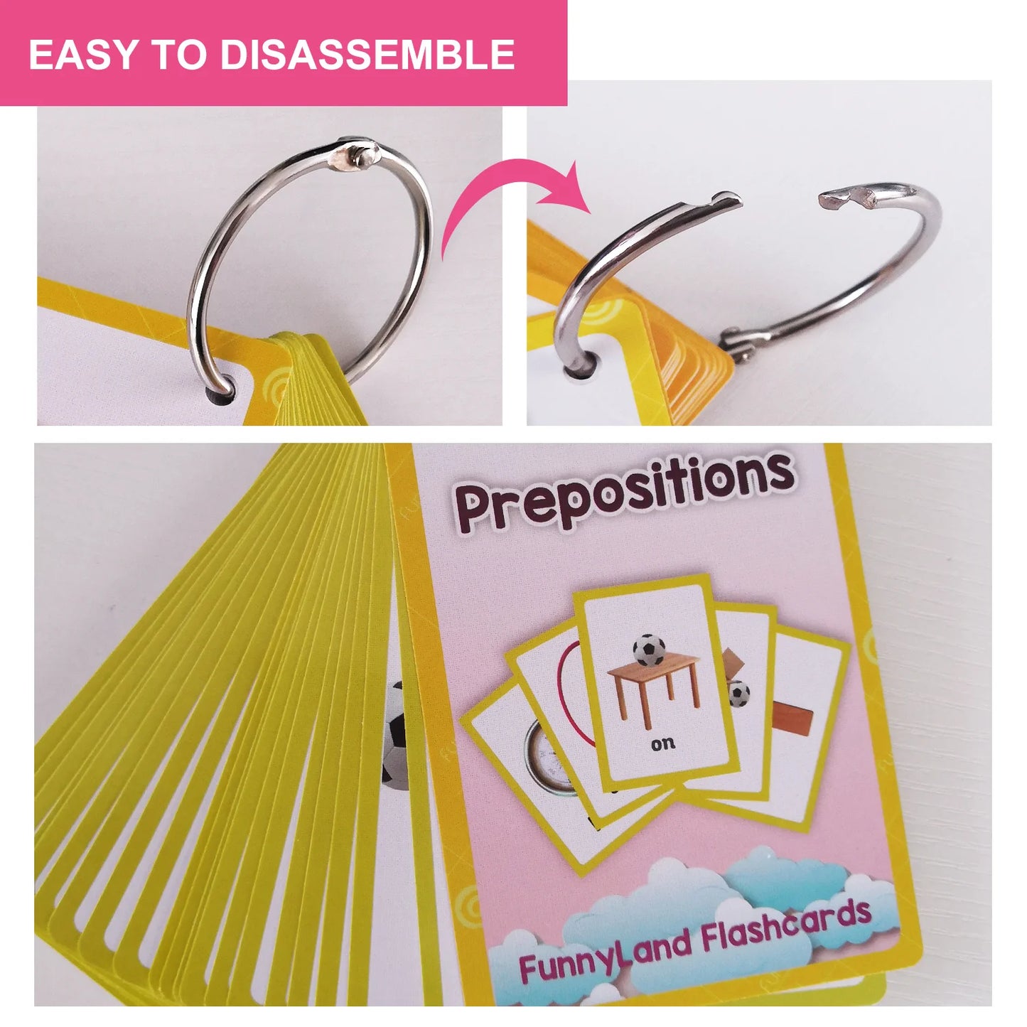 22Pcs English Prepositions Flashcards for Toddlers & Baby Spatial