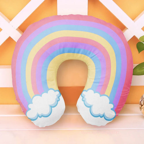 Cute Cartoon INS Style Travel Neck Pillow U-Shaped Panda Rainbow Cloud