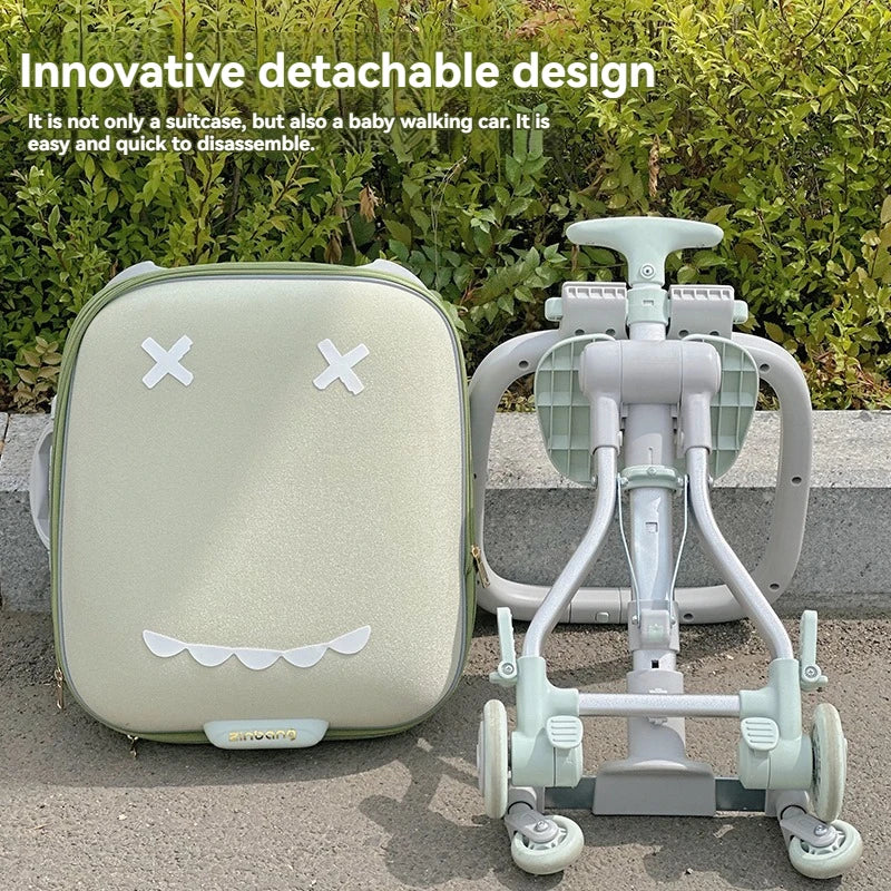 A Children's Suitcase with a Handle, a Travel Case, a Stroller for