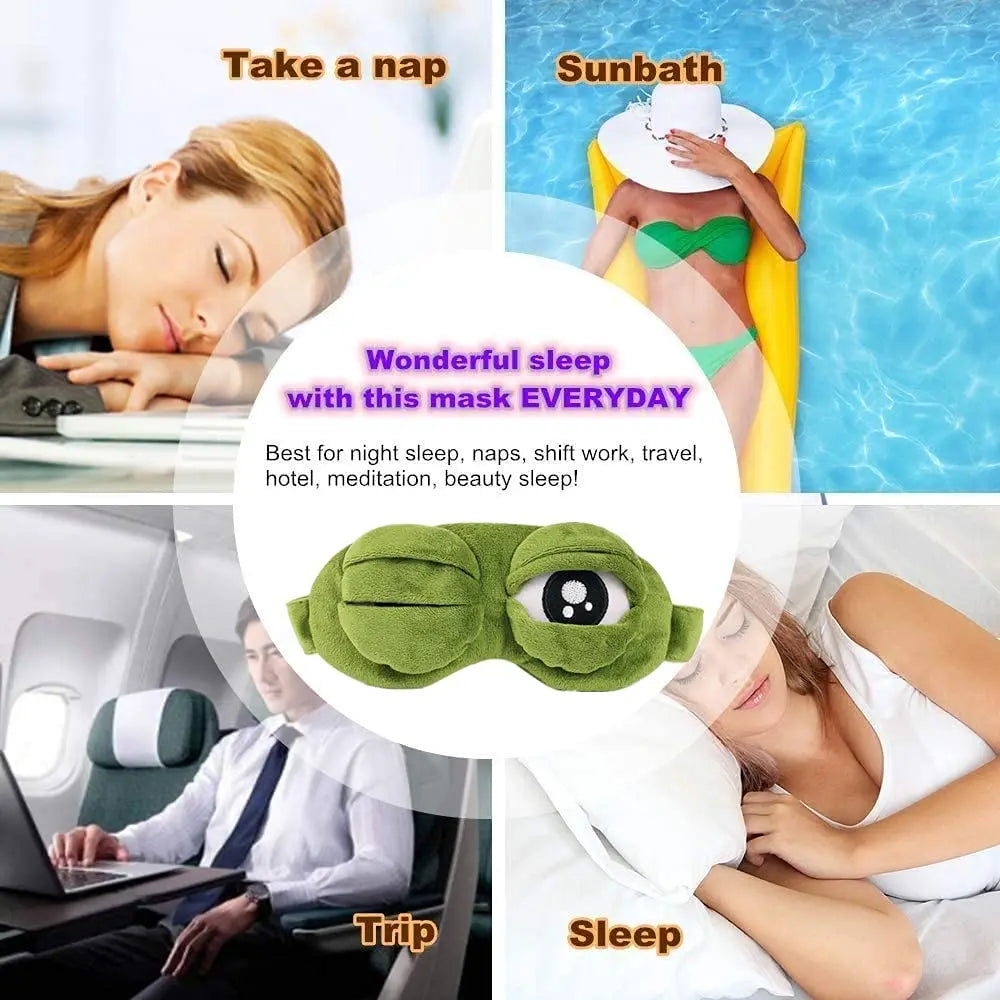 Sad Frog Sleep Mask Eyeshade Plush Eye Cover Travel Relax Gift