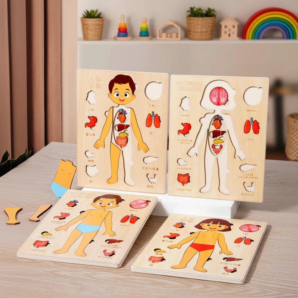 Montessori Puzzles Busy Board Human Body Teaching Learning Body Parts