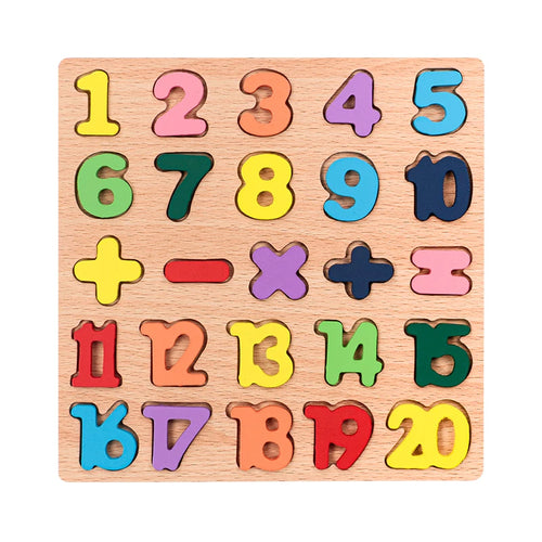 Montessori Wooden Alphabet, Numbers &amp; Shapes Puzzle