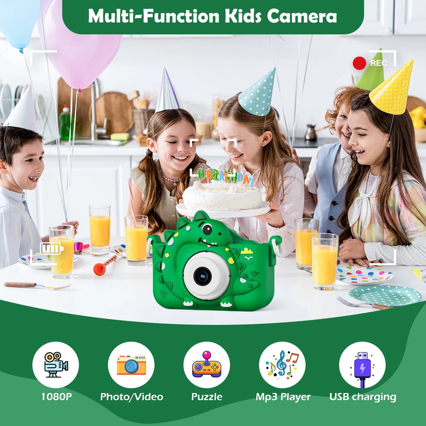 Kids Digital Camera with 32G Card Toy Girl Boy 1080p Hd Screen Outdoor