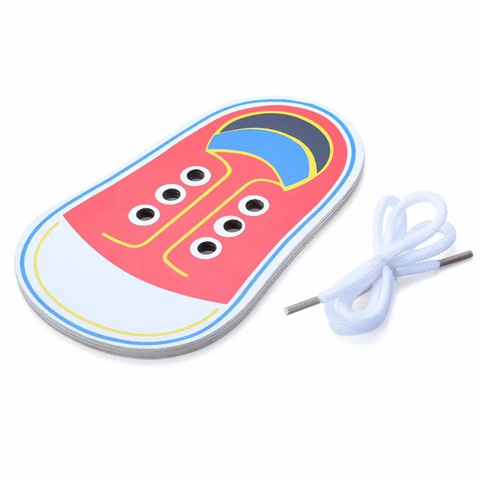 Practice Montessori Learning  Wooden Shoe Lace Educational Toys Tie