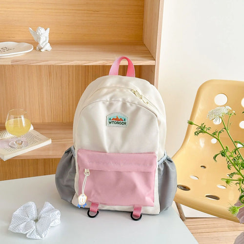 New Color Block Kids Backpack Lightweight Kindergarten School Bag for