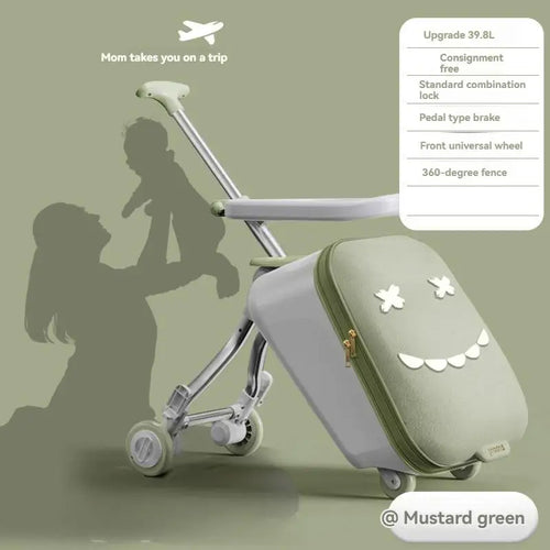 A Children's Suitcase with a Handle, a Travel Case, a Stroller for