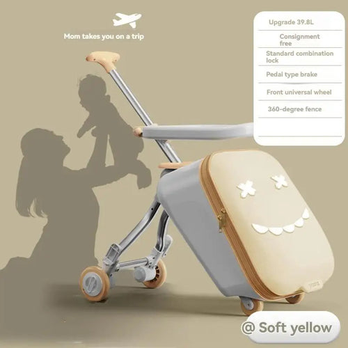 A Children's Suitcase with a Handle, a Travel Case, a Stroller for