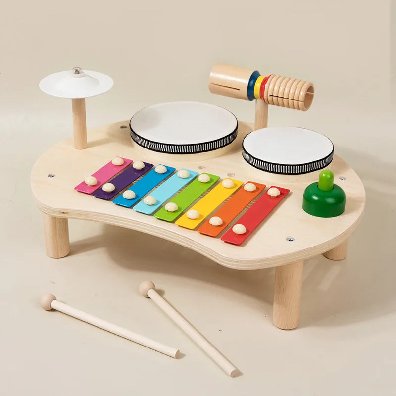 Multi-function Baby Music Table Toys Wooden Musical Instrument Toys