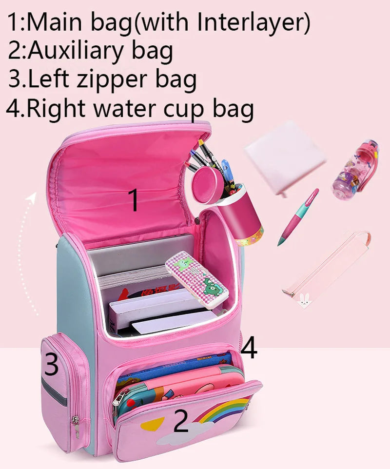 Kid Backpack for Girl Unicorn Children Bookbag Rainbow Eyes School Bag