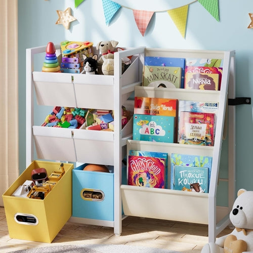 Kids Bookshelf Toy Storage Organizer With 6 Toy Bins